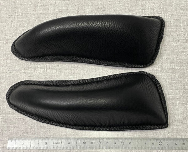 Ersatz Pauschen (Farbe: Schwarz, Variante: Oberschenkelpausche Classic MDR/MDL, mit Leder bezogen und Klettband angenäht